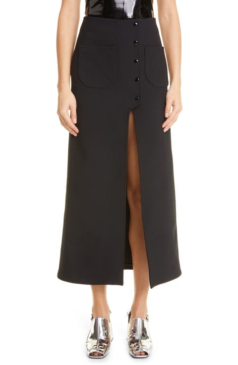 Wave Stretch Crepe Maxi Skirt