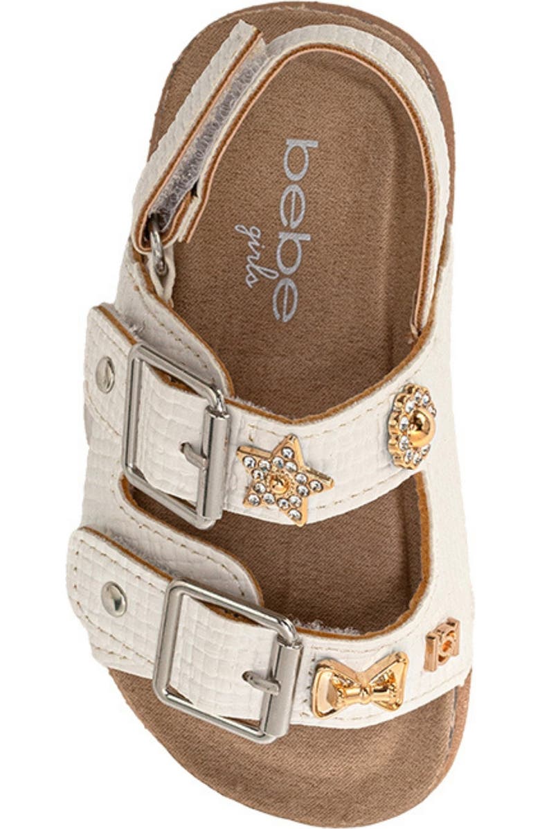 bebe Peached Double Strap Sandal, Alternate, color, White