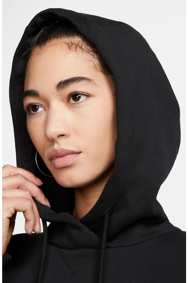 Nike Jordan Fleece Crop Hoodie, Alternate, color, BLACK/ BLACK/ WHITE