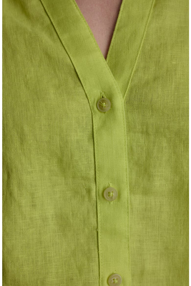 Linen Button-Up Shirt, Alternate, color, LIMEADE