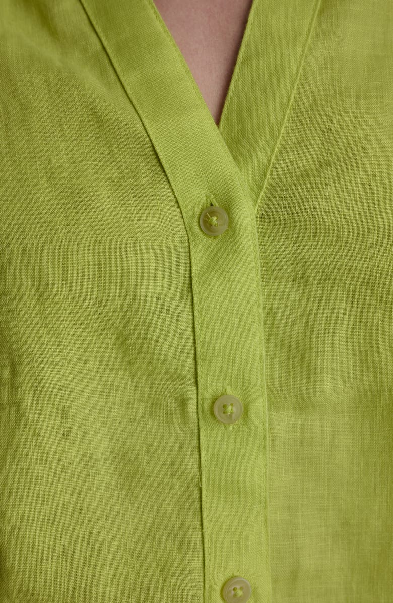 DKNY Linen Button-Up Shirt, Alternate, color, Limeade