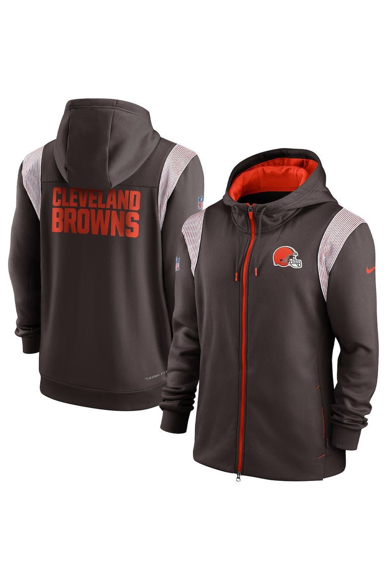 Men's Nike Brown Cleveland Browns Performance Sideline Lockup Full-Zip Hoodie, Main, color, Brown