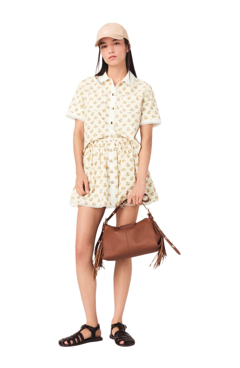 maje Patterned shirt with croquet trim, Alternate, color, Yellow Small Flowers Print