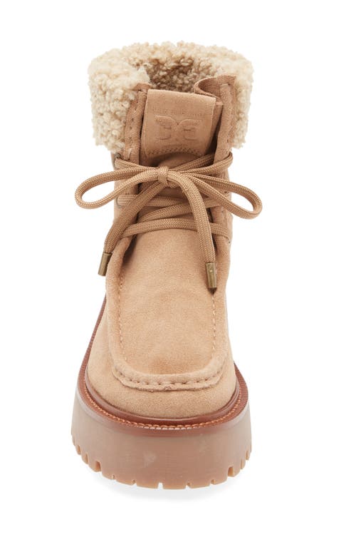 Sam Edelman Elara Faux Shearling Lined Lug Sole Boot In Brown