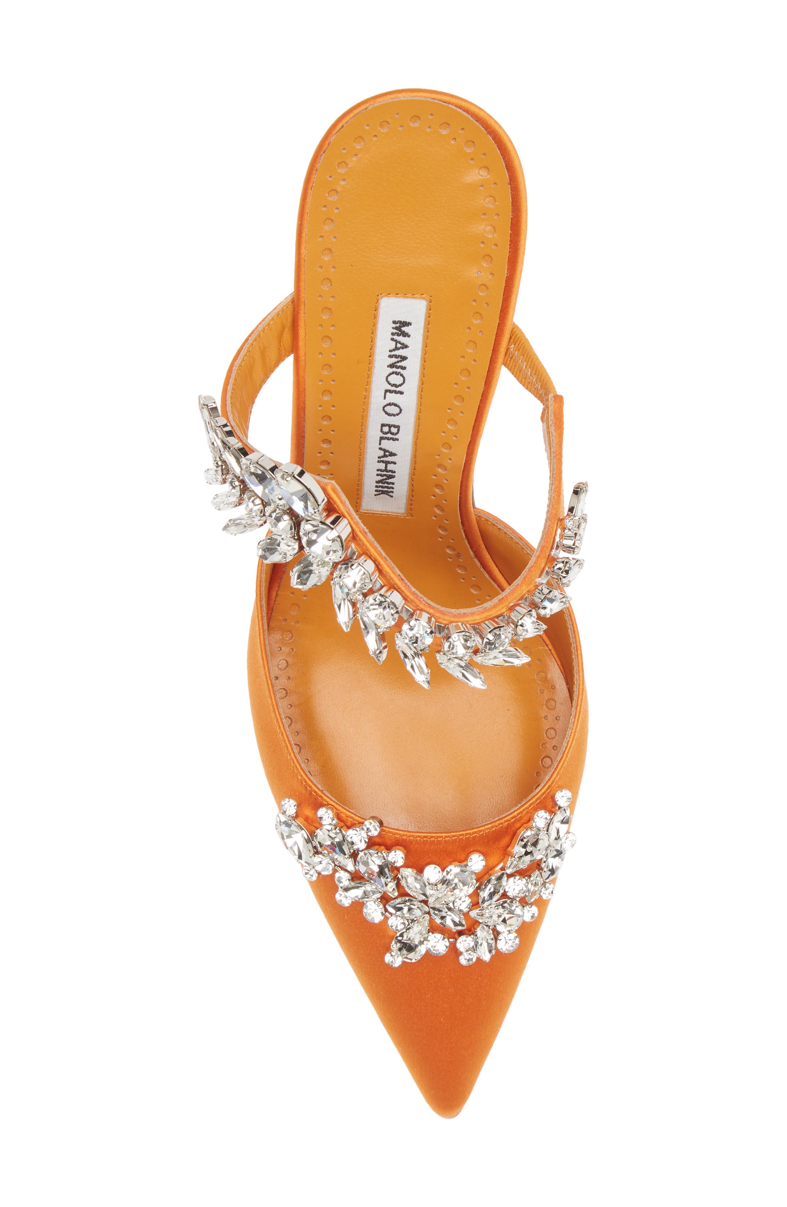 Manolo Blahnik Lurum Crystal Leaf Pointed Toe Mule, Alternate, color, 