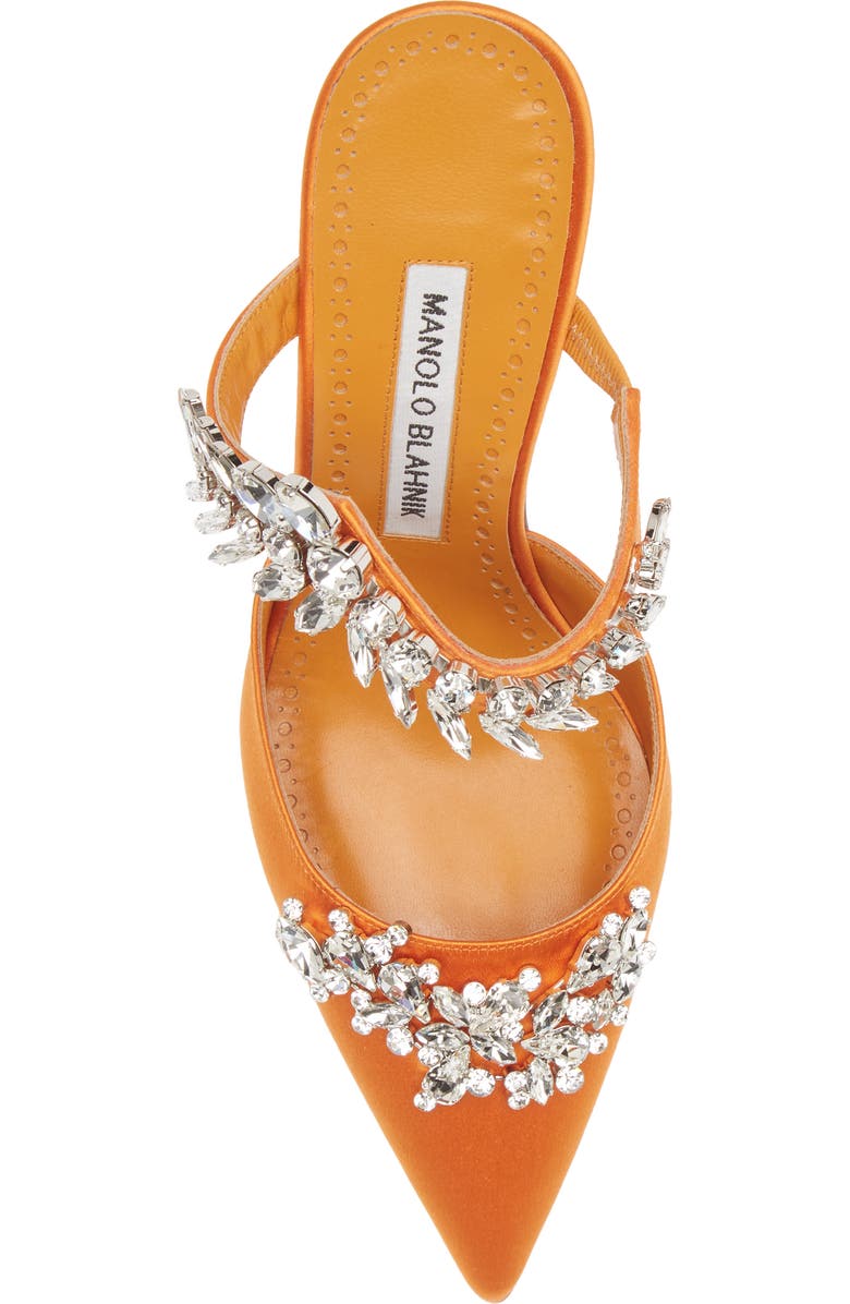 Manolo Blahnik Lurum Crystal Leaf Pointed Toe Mule, Alternate, color,