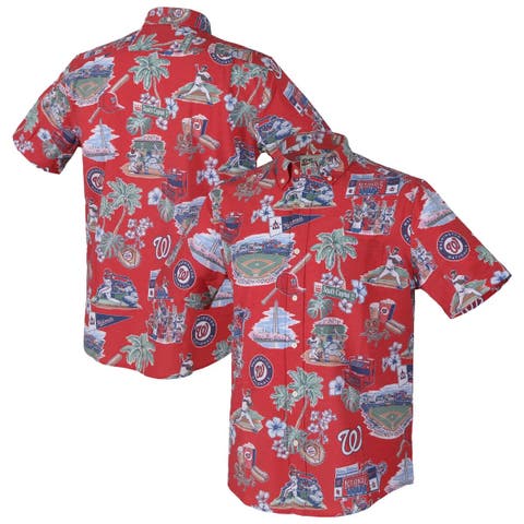 Men's Reyn Spooner  Red Washington Nationals Scenic Tri-Blend Button-Down Shirt