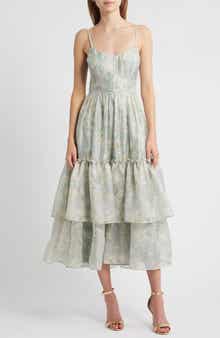 Lulus Dylan Tie Back Tiered Midi Dress