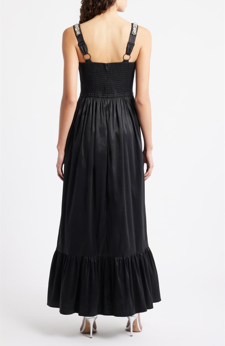 Hutch Ericha Crystal Embellished Satin Gown, Alternate, color, Black