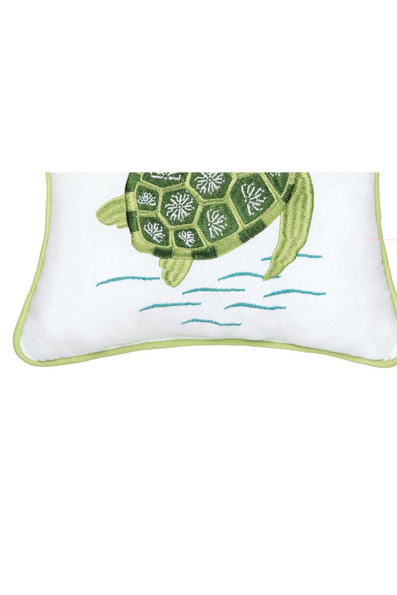 Green Turtle Cotton Blend Mini Accent Pillow 10" x 10", Alternate, color, Green