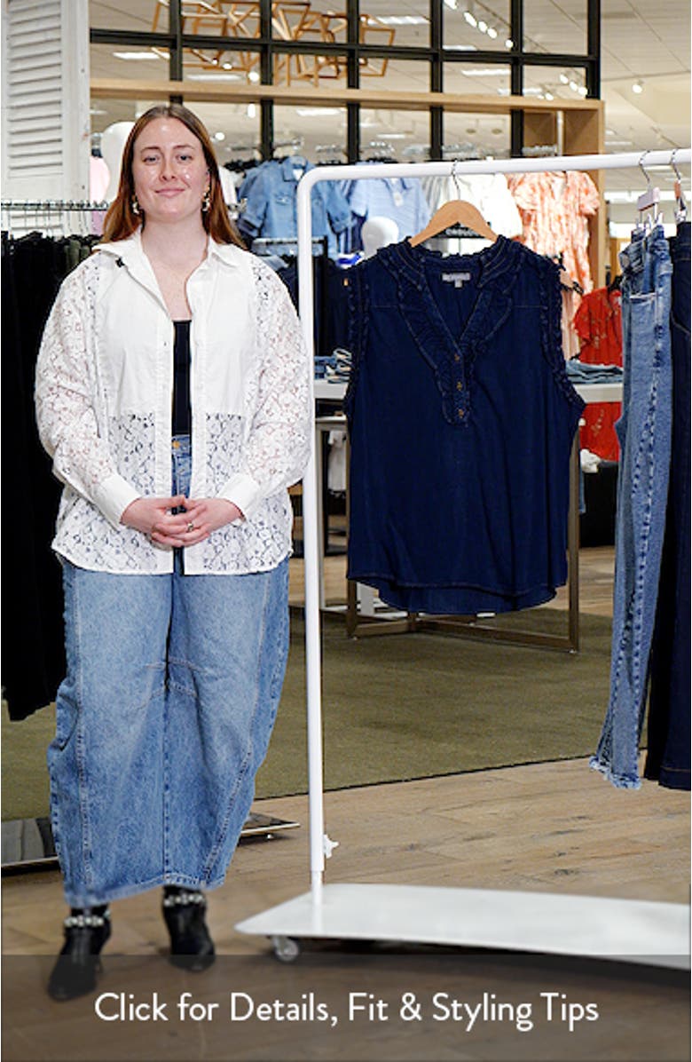 Ruffle Trim Sleeveless Chambray Top, sales video thumbnail