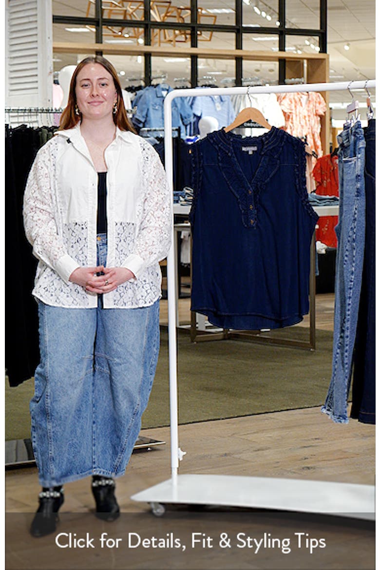 Ruffle Trim Sleeveless Chambray Top video