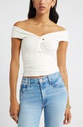 Open Edit Twist Front Off the Shoulder Top