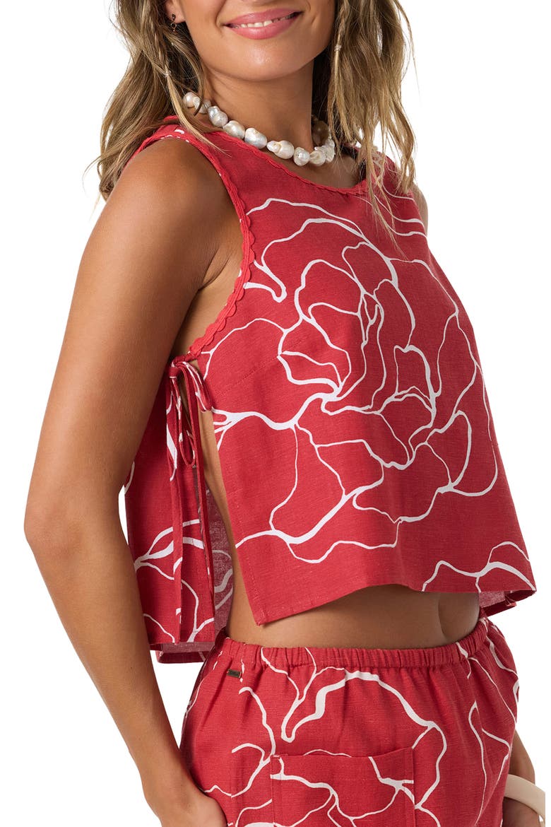 Athena Floral Top, Alternate, color, LIFEGUARD RED