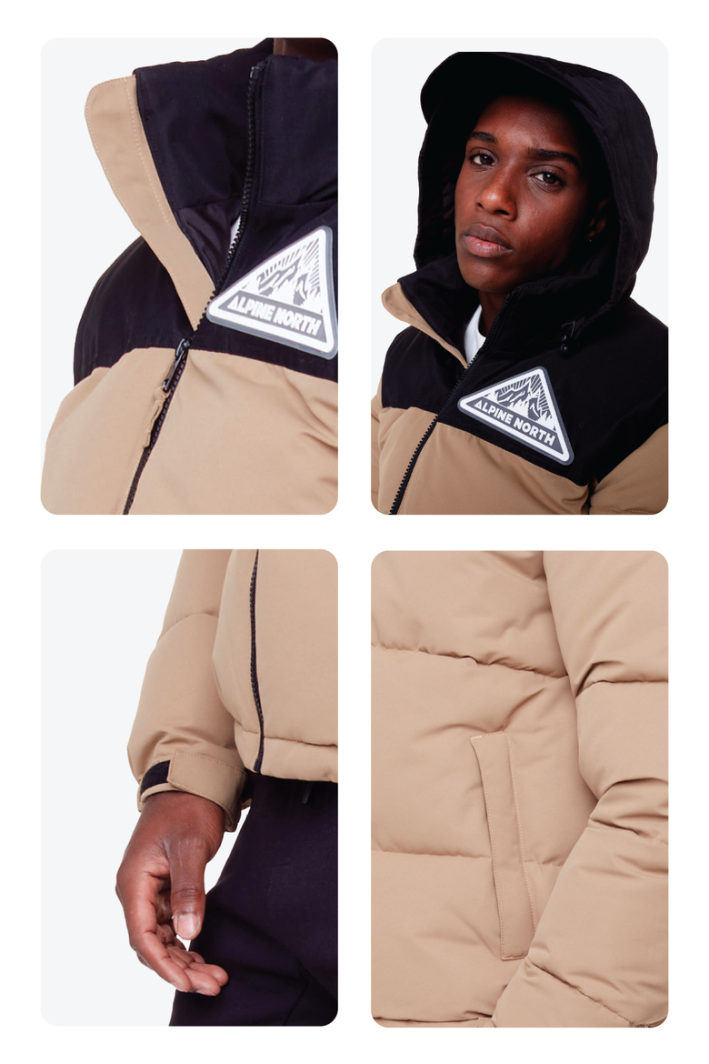 TUKTUT - Vegan Down Short Puffer Winter Jacket, Alternate, color, CAMEL