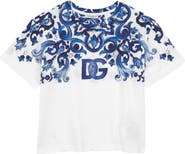 Dolce&Gabbana Kids' Majolica Print Cotton Logo Tee