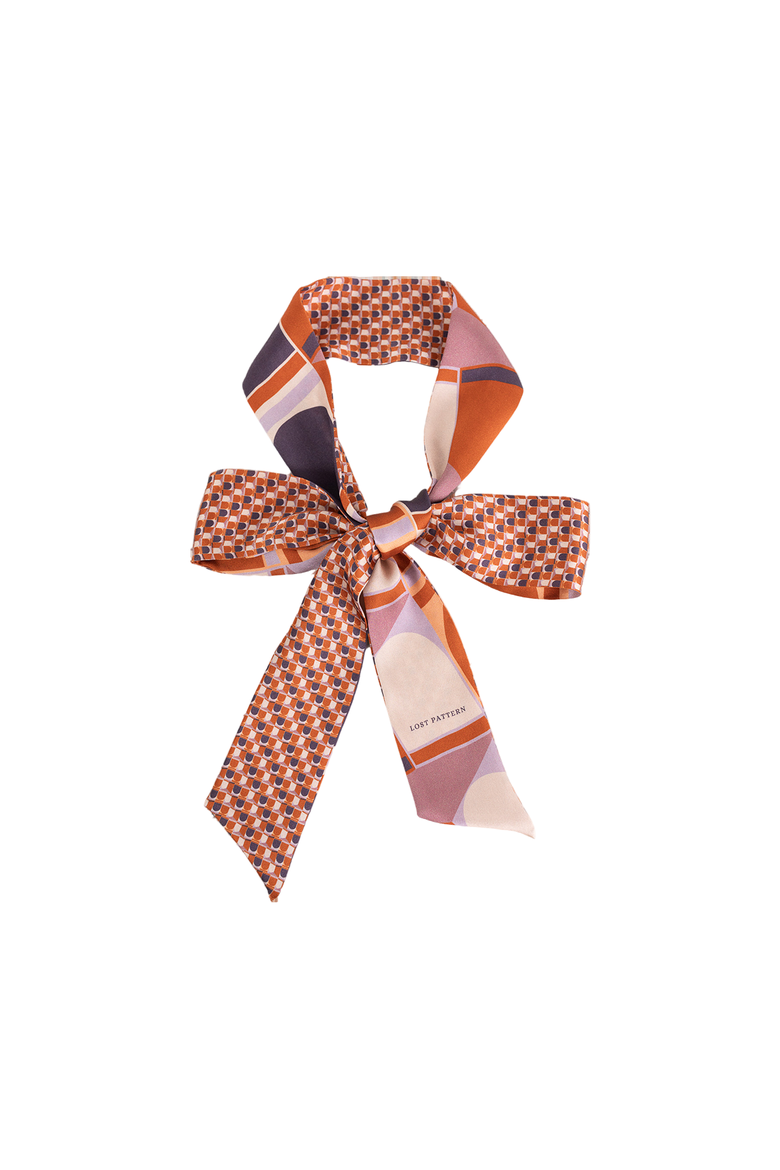 MODULAR SILK SKINNY SCARF, Main, color, Orange