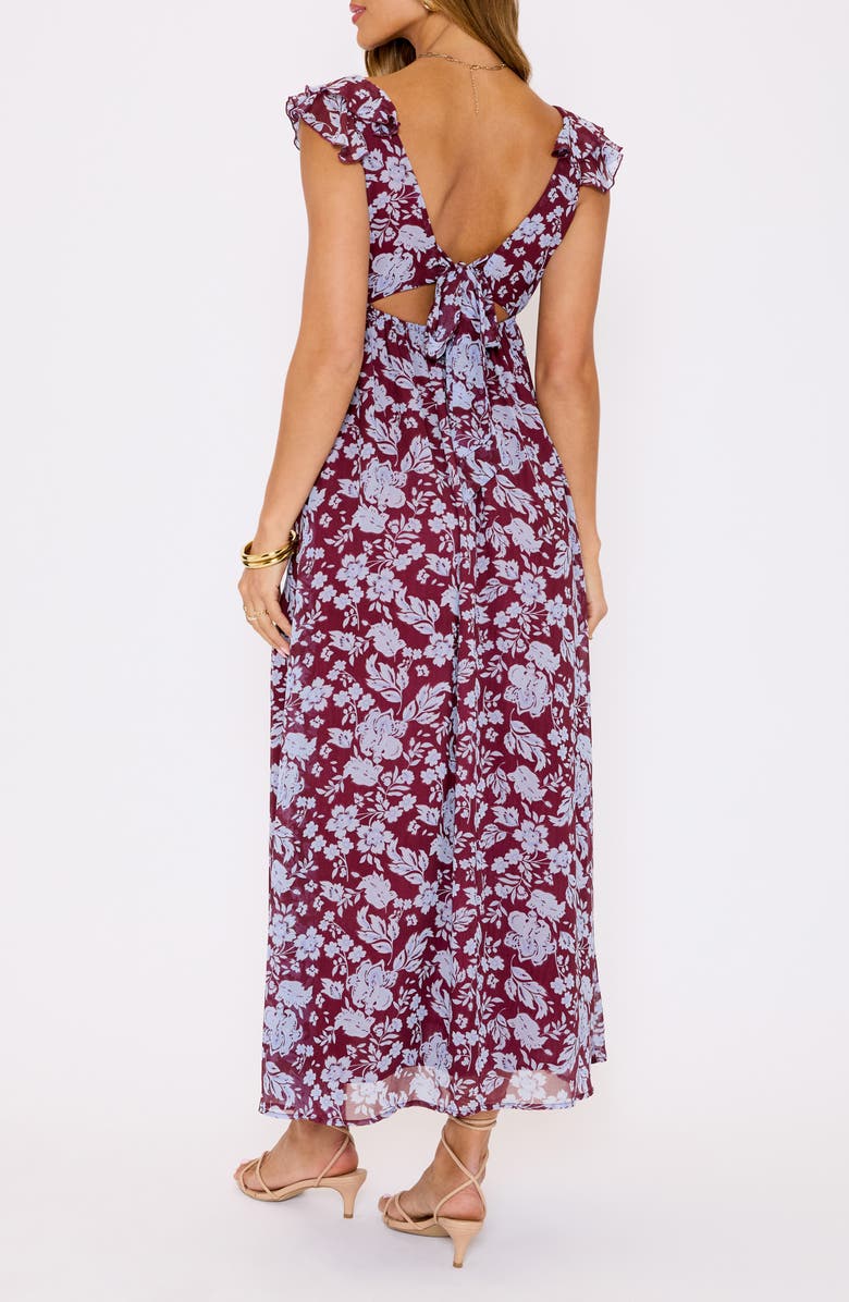 VICI Collection Enchanting Floral Ruffle Maxi Dress, Alternate, color, Burgundy Blue Floral