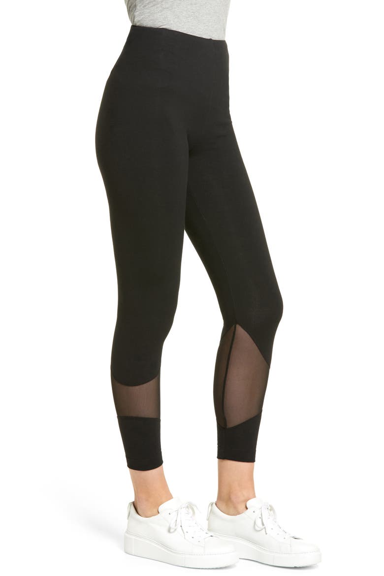 Lyssé Etta Mesh Crop Leggings, Alternate, color, BLACK