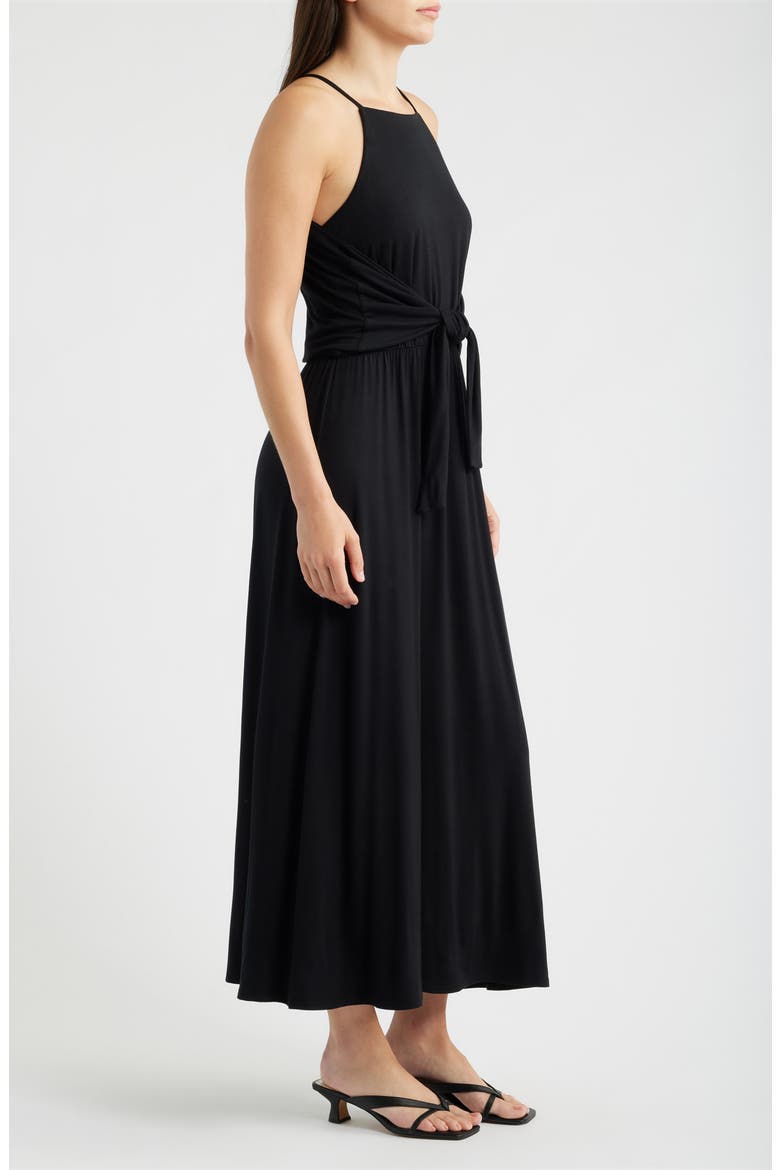 Wrap Apron Maxi Dress, Alternate, color, BLACK