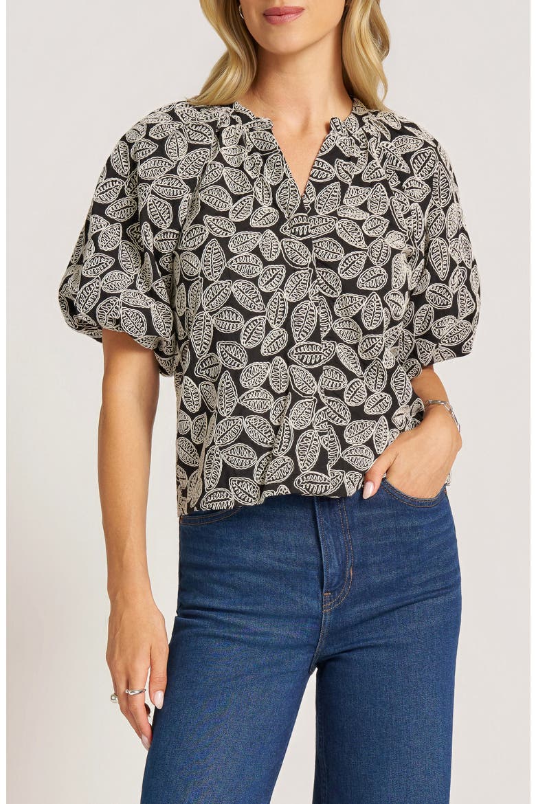 Irie Embroidered Leaf Top, Main, color, BLACK/NATU