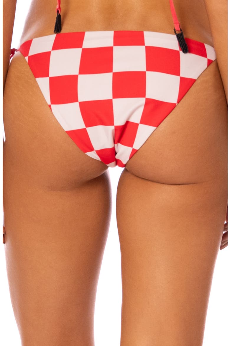 Oahu Check Bikini Bottoms, Alternate, color, BRIGHT RED
