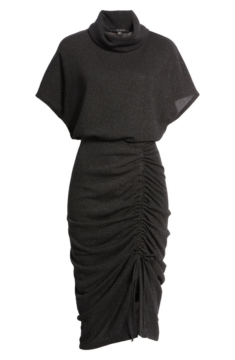 Black Halo Iliana Ruched Skirt Cowl Neck Midi Dress, Alternate, color, 