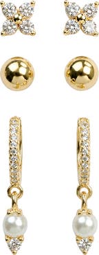 Laura Ashley Set of 3 Cubic Zirconia & Imitation Pearl Earrings