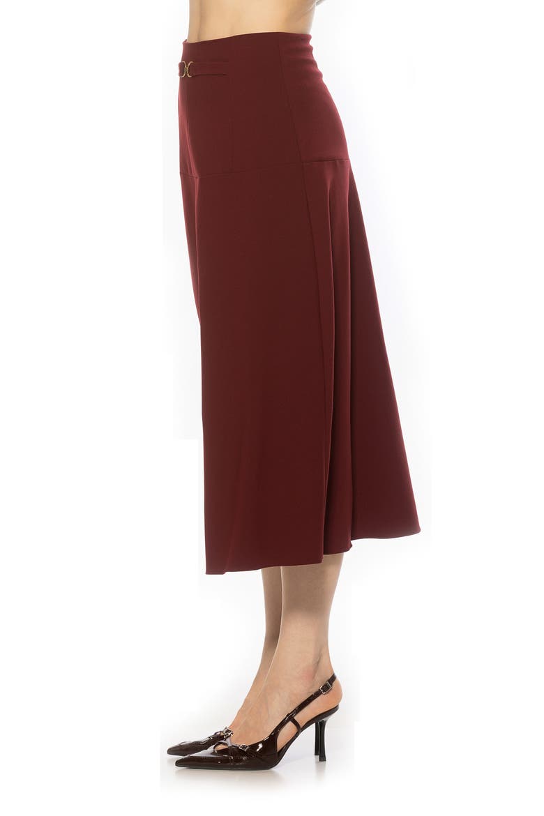 Esres Flared Midi Skirt, Alternate, color, BURGUNDY