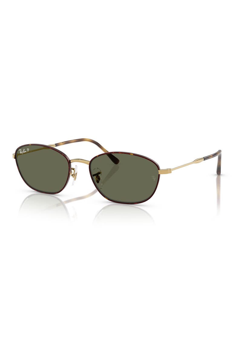 55mm Polarized Irregular Sunglasses, Alternate, color, GREEN HAVANA