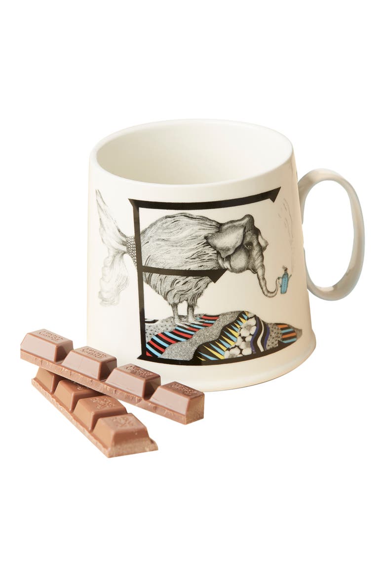 Anthropologie Animal Alphabet Monogram Mug, Main, color, WHITE - E