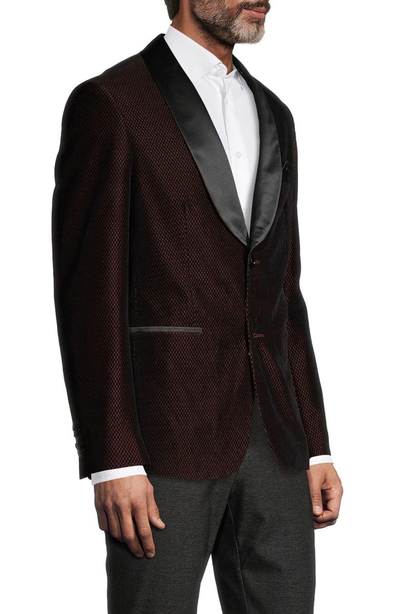 SOUL OF LONDON Shawl Collar Two Button Tuxedo Jacket, Alternate, color, Burgundy