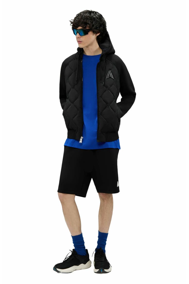 Men's Bornant Hybrid Insulated Bomber Jacket with Removable Hood, Alternate, color, Black
