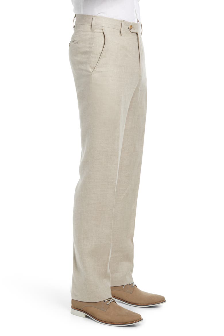 Men's Flat Front Linen Dress Pants, Alternate, color, NATURAL