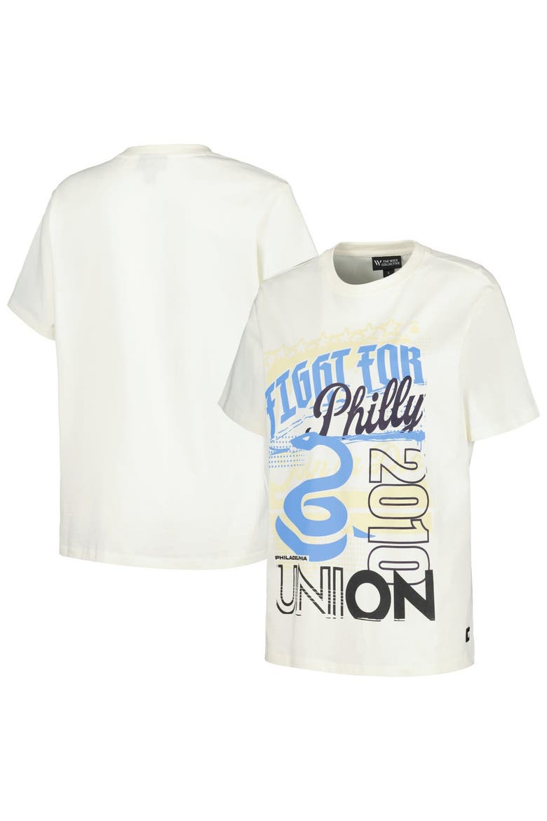 Women's The Wild Collective Cream Philadelphia Union Oversized Washed T-Shirt, Main, color, Cream
