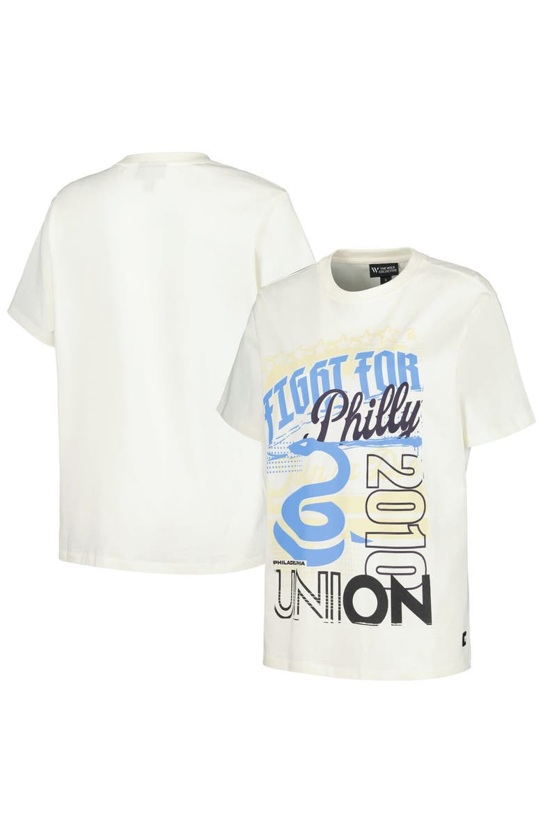 THE WILD COLLECTIVE Women's The Wild Collective Cream Philadelphia Union Oversized Washed T-Shirt, Main, color, Cream