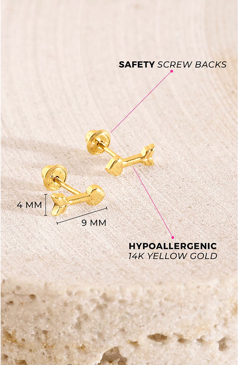 In Season Jewelry 14k Love Heart Arrow Earrings, Alternate, color, 