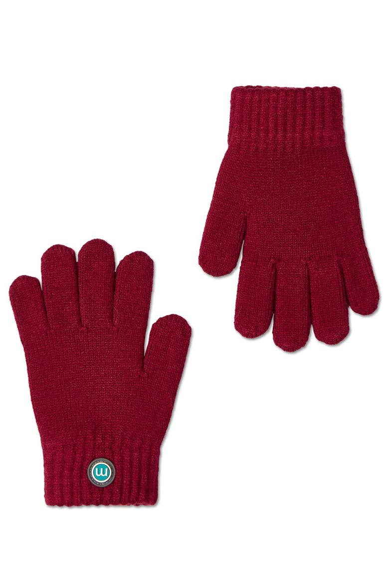 Kids' Knit in Bow Gloves, Alternate, color, Burgundy