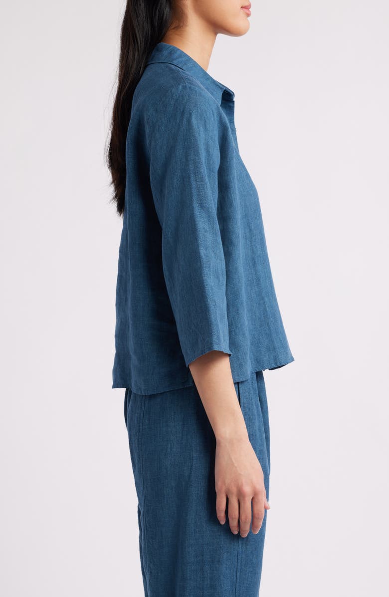 Eileen Fisher Classic Collar Linen Button-Up Shirt, Alternate, color, 