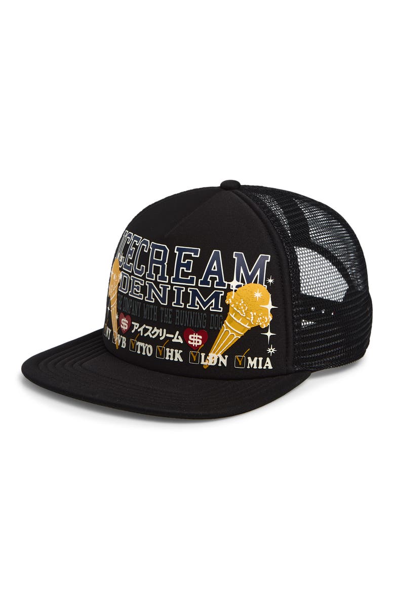 Check List Snapback Trucker Hat, Main, color, BLACK
