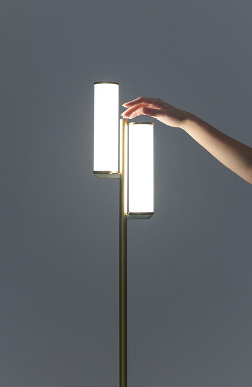 Brightech Gemini 64" Industrial Led Standing Floor Lamp With Glass Cylinder Shades, 3-way Dimming