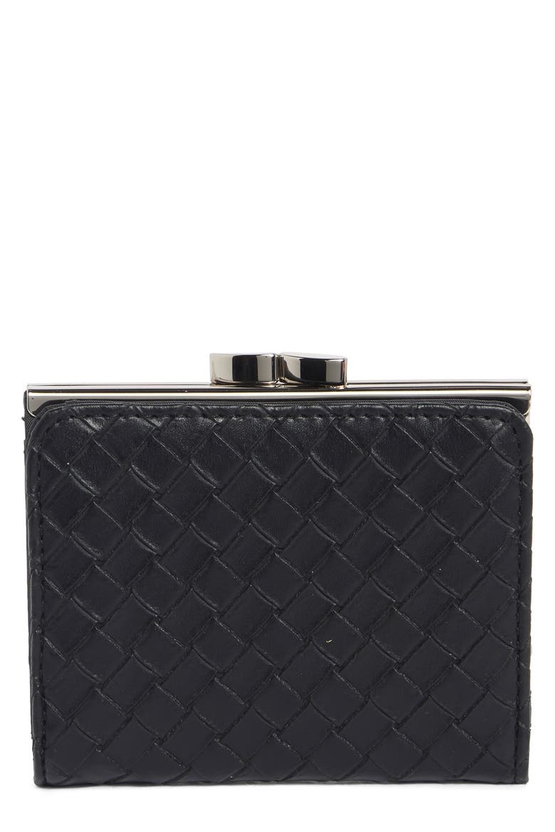 Frenchie Woven French Wallet, Main, color, BLACK WOVEN