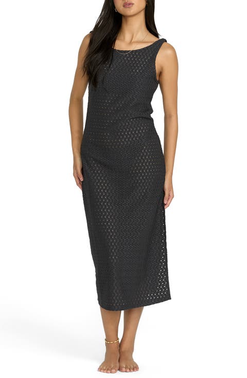 Eyelet Cover-Up Midi Dress