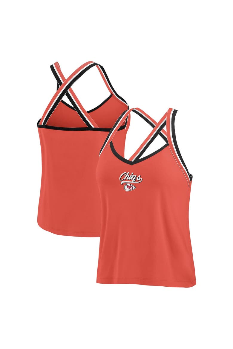 Women's WEAR by Erin Andrews Red Kansas City Chiefs Cross Strap Tri-Blend Tank Top, Main, color, Red