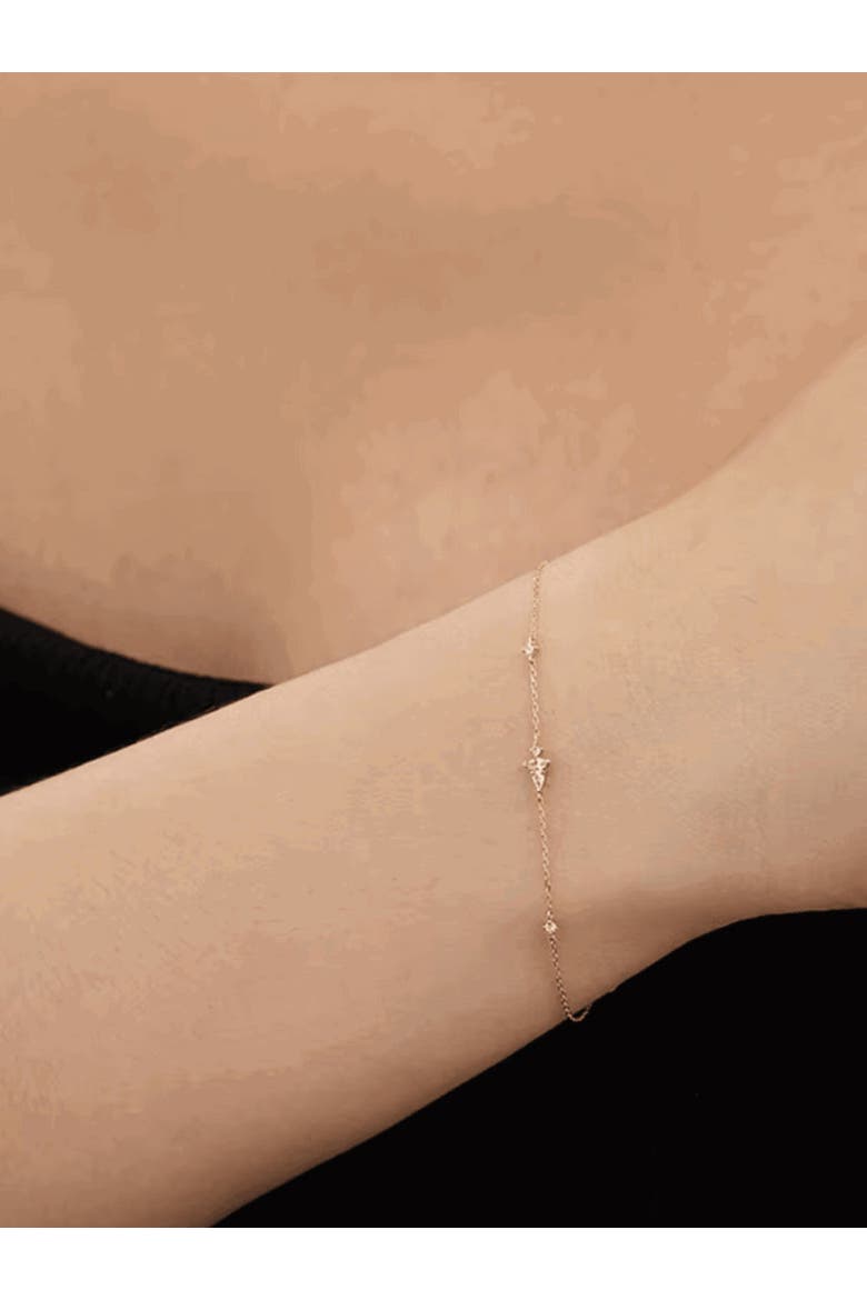 Lunar Bliss Dainty Cable Chain Bracelet with Marquise, Pear, and Round Cut Cubic Zirconia Accents, Alternate, color, Gold