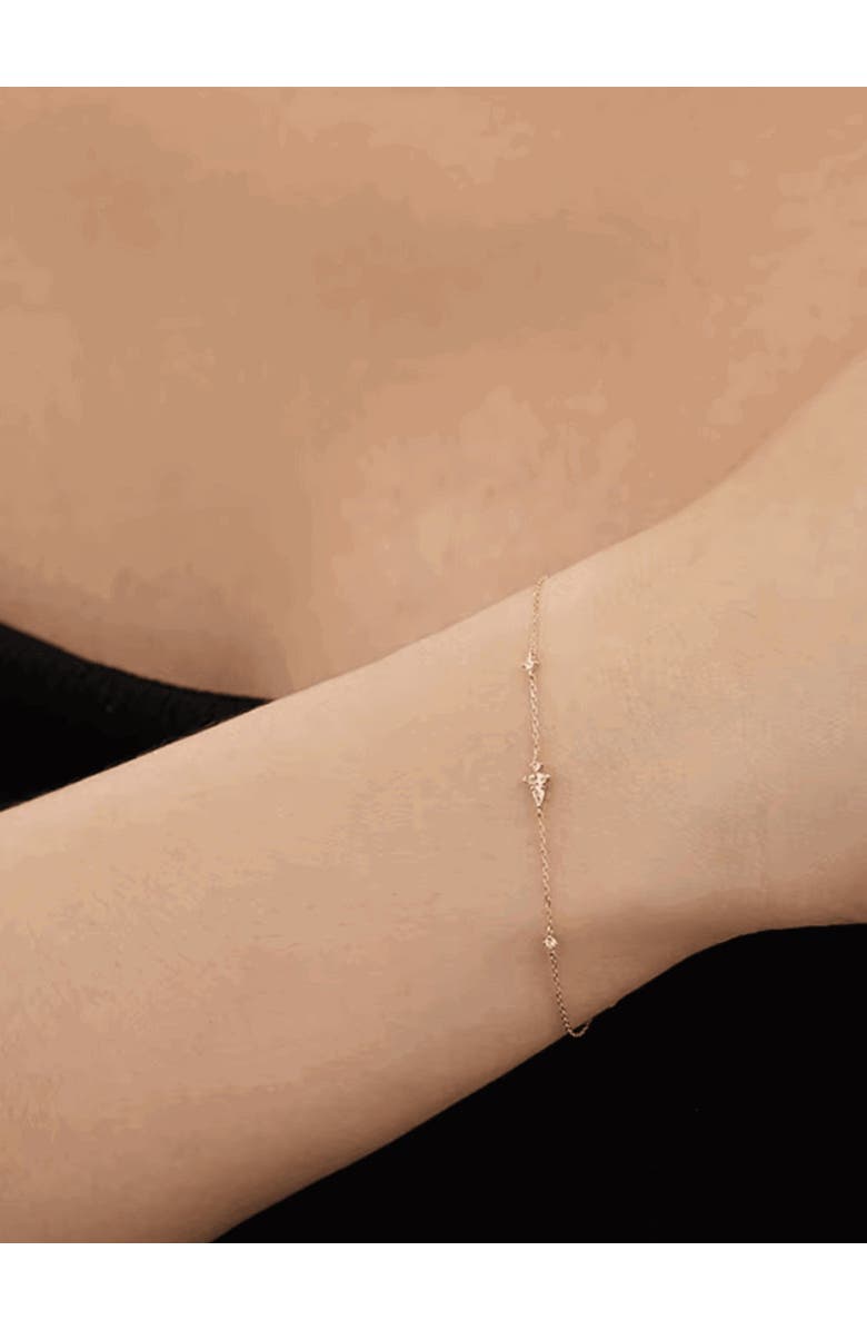 Hollywood Sensation Lunar Bliss Dainty Cable Chain Bracelet with Marquise, Pear, and Round Cut Cubic Zirconia Accents, Alternate, color, Gold