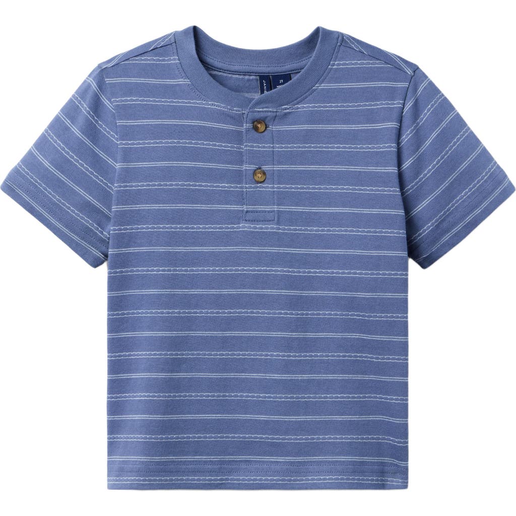 Janie And Jack Boys' Jacquard Henley T-shirt - Little Kid, Big Kid In Blue