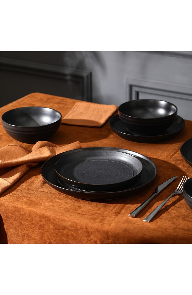Stone Lain Elio Stoneware 24-Piece Dinnerware Set, Alternate, color, Black