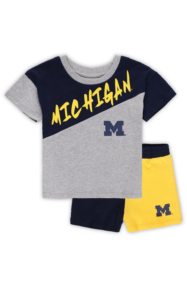 Outerstuff Toddler Heather Gray Michigan Wolverines Super Star T-Shirt & Shorts Set, Main, color, Heather Gray