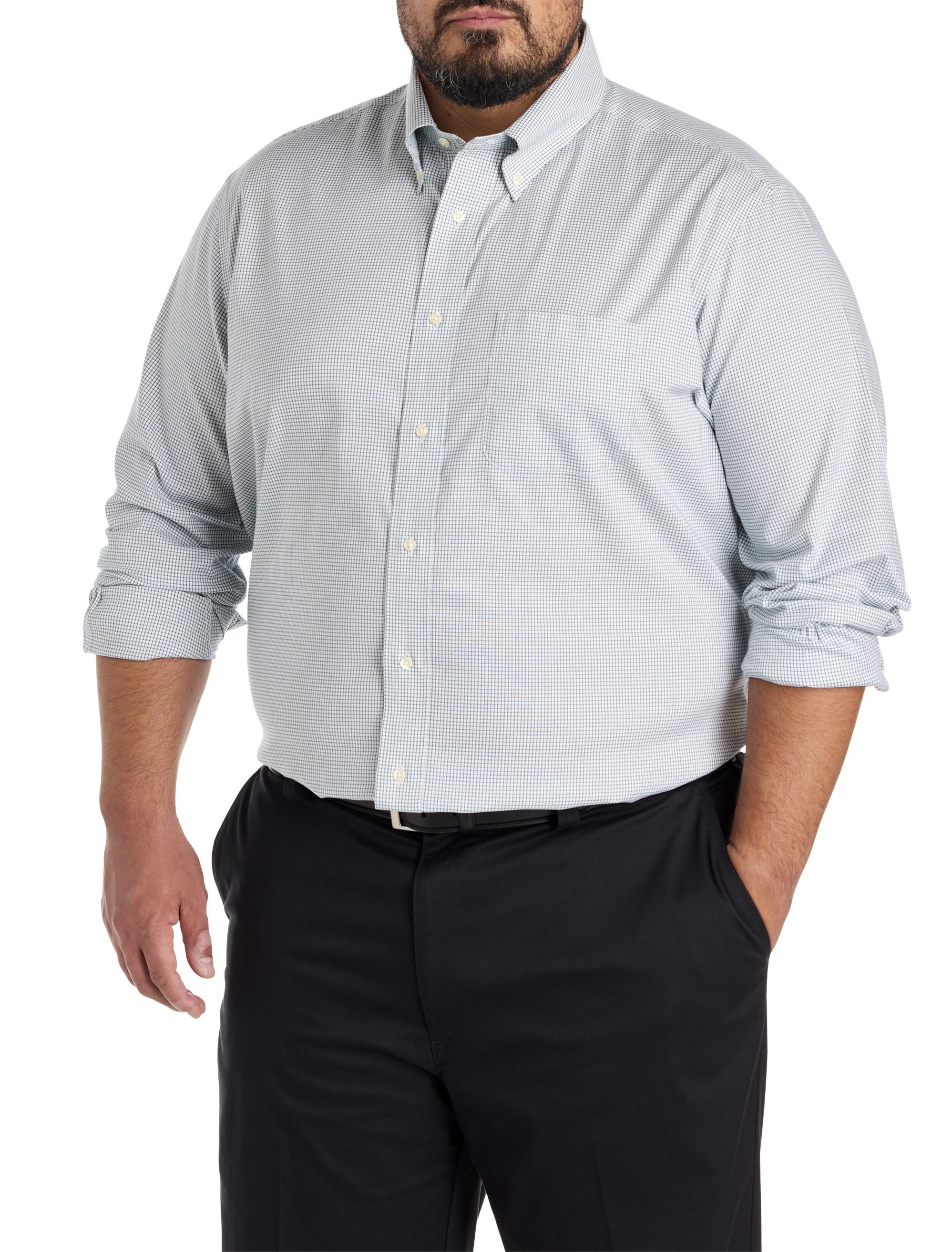 Big & Tall Non-Iron Micro Check Dress Shirt - image 2